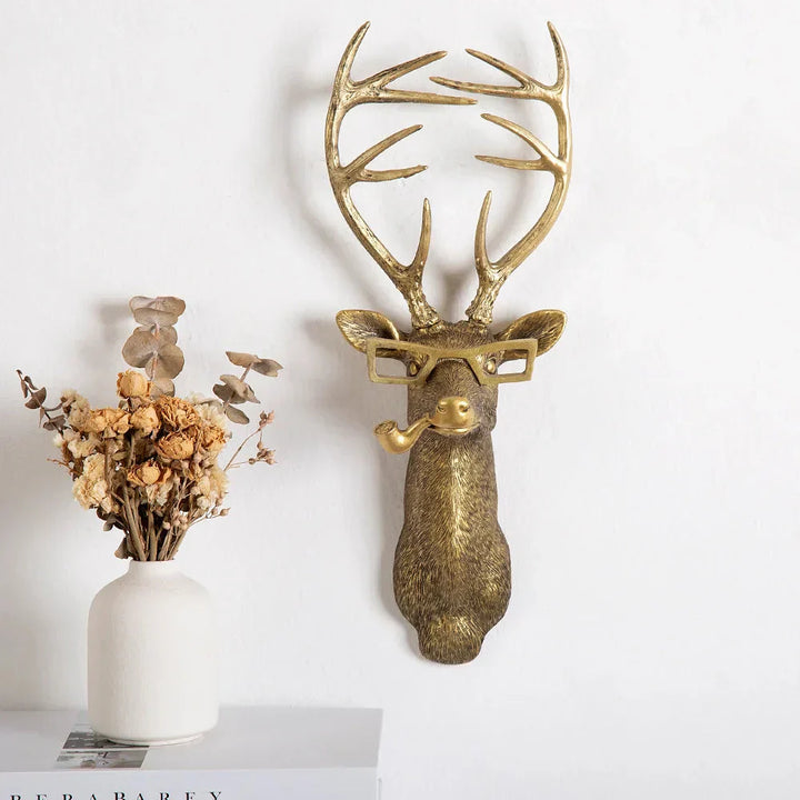 Antique Bronze Resin Deer Head Wall Hook for Decorative Storage-Orizon Depot
