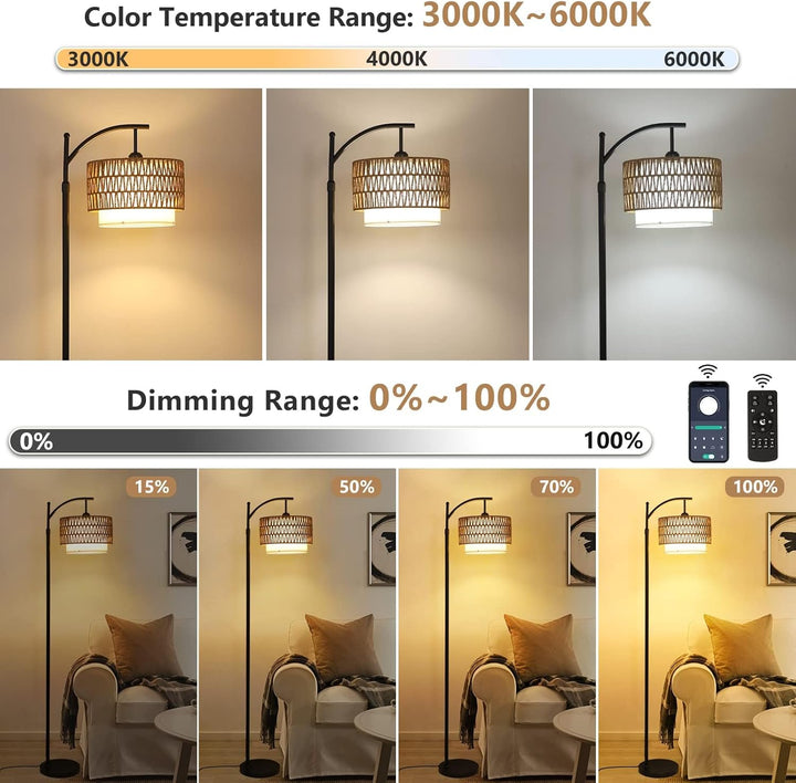 Arc Floor Lamp with Remote Control & Dual Shades - Modern Lighting-Orizon Depot