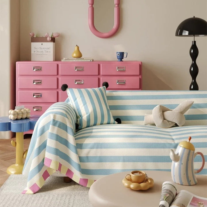 Pastel Striped Sofa Cover for Stylish Home Decor-Orizon Depot
