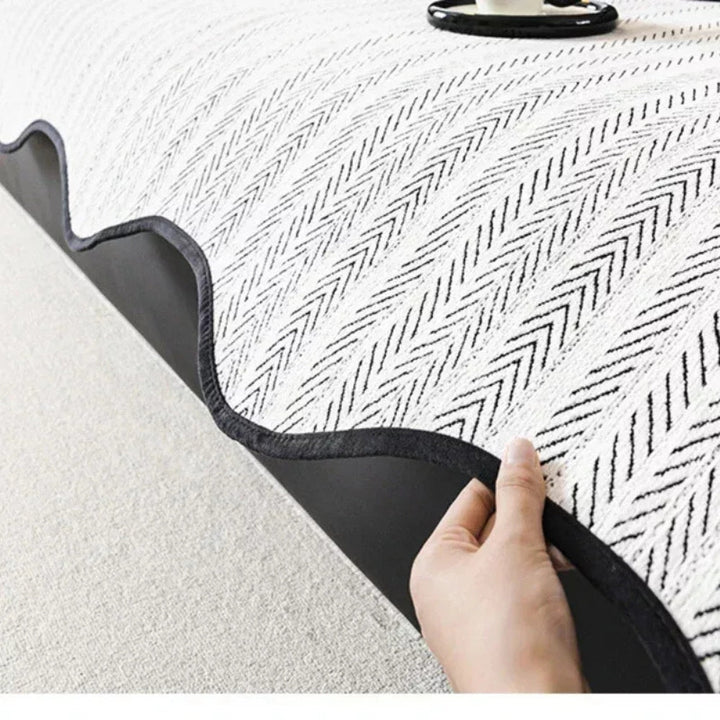 Herringbone Sofa Cover with Scalloped Edge Trim for Stylish Protection-Orizon Depot