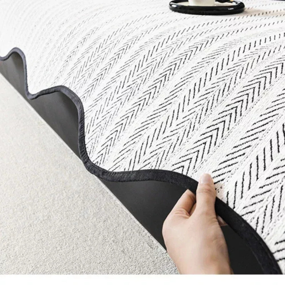 Herringbone Scallop Edge Sofa Cover for Stylish Home Decor-Orizon Depot