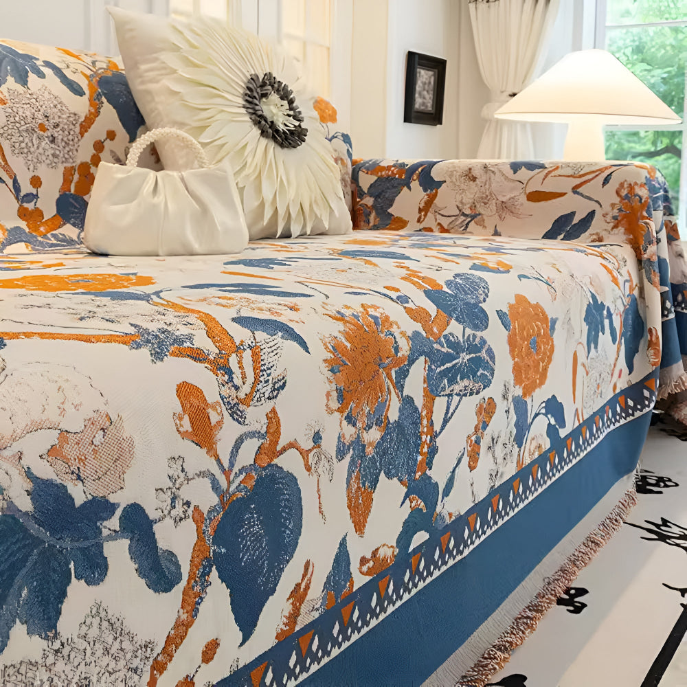 Autumn Vines Jacquard Sofa Cover for Stylish Home Decor-Orizon Depot