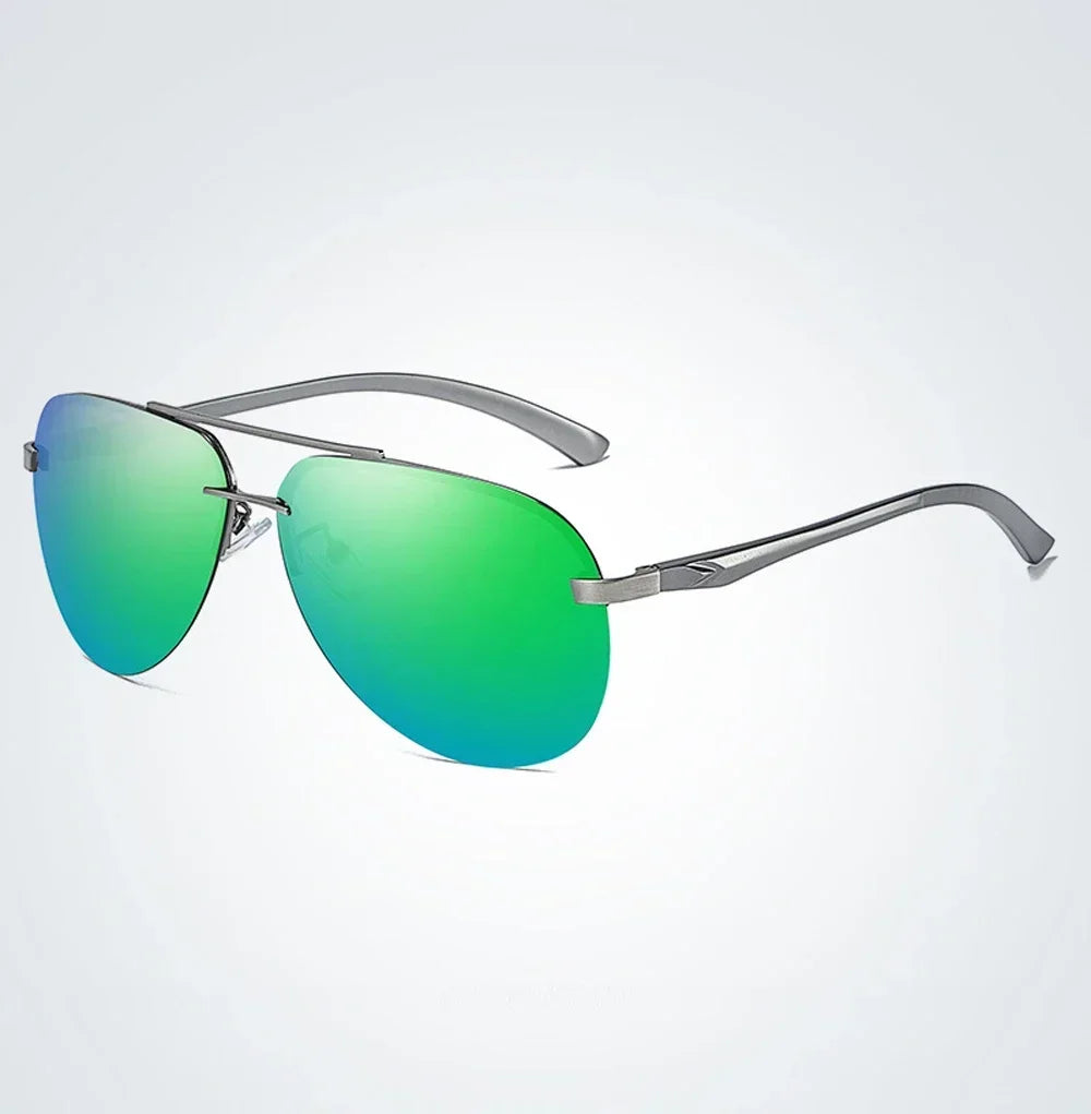 Aviator Sunglasses with Metal Frame and Mirror Lens-Orizon Depot