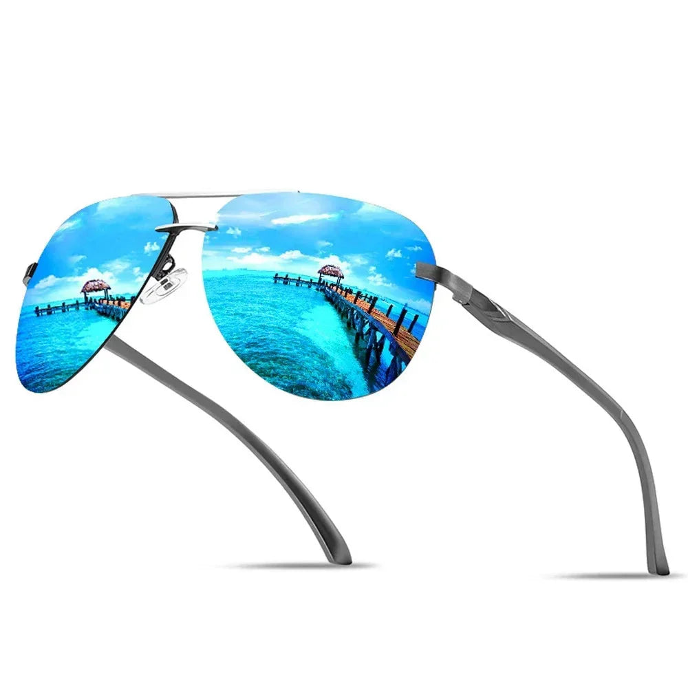 Aviator Sunglasses with Metal Frame and Mirror Lens-Orizon Depot