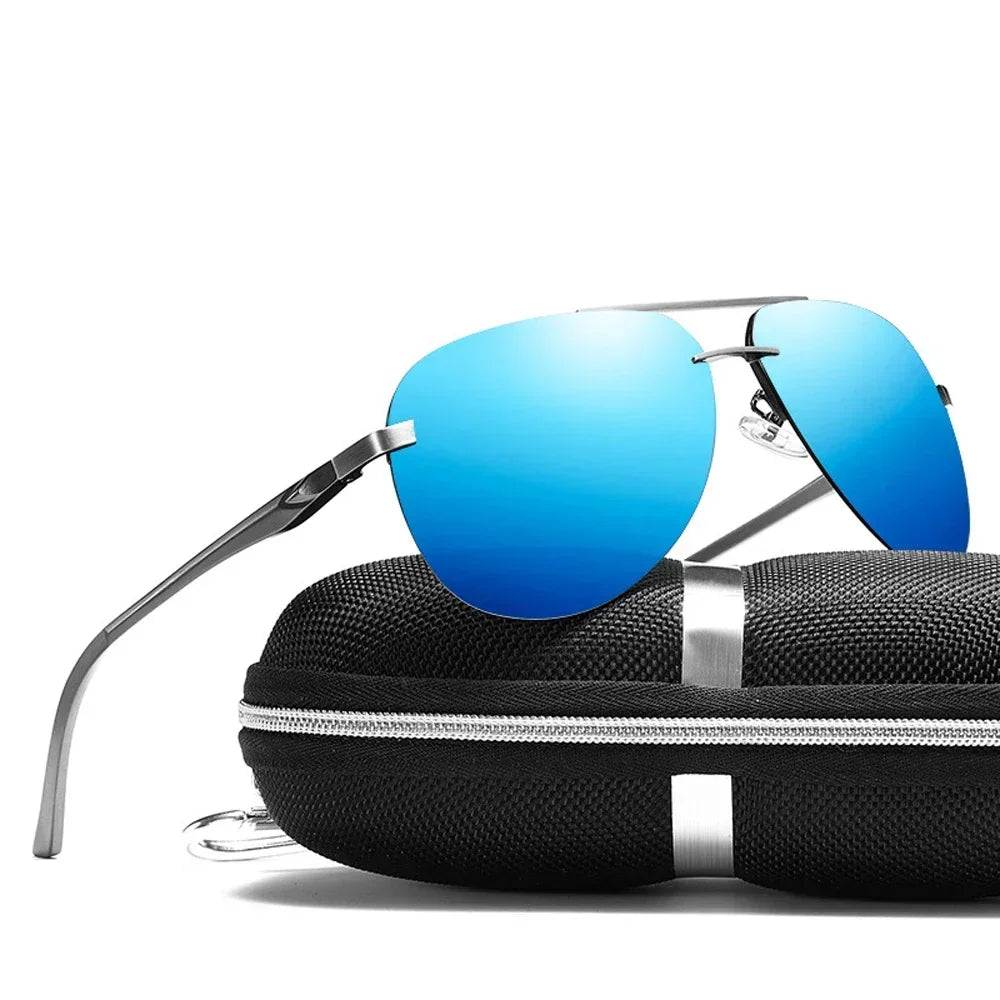 Aviator Sunglasses with Metal Frame and Mirror Lens-Orizon Depot
