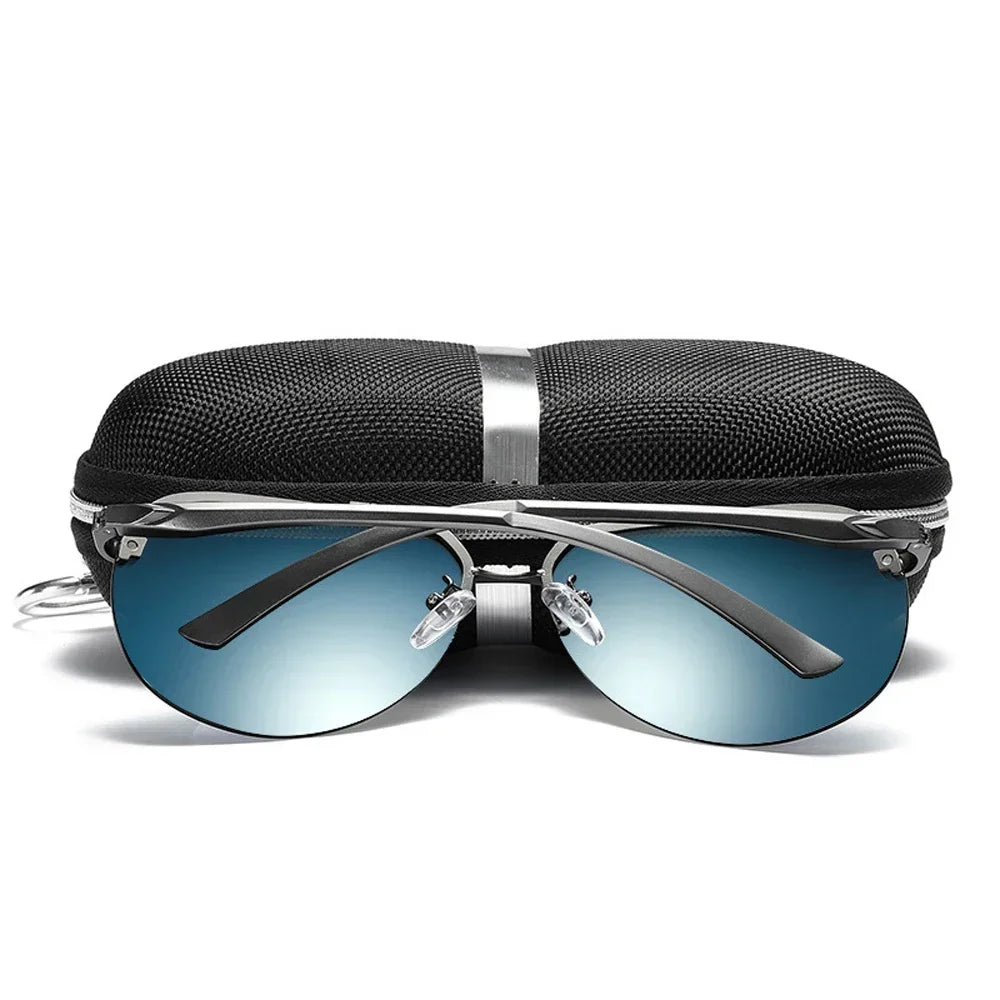 Aviator Sunglasses with Metal Frame and Mirror Lens-Orizon Depot