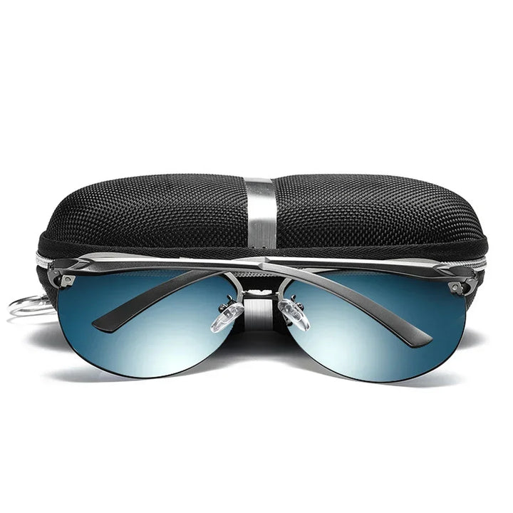 Aviator Sunglasses with Metal Frame and Mirror Lens-Orizon Depot