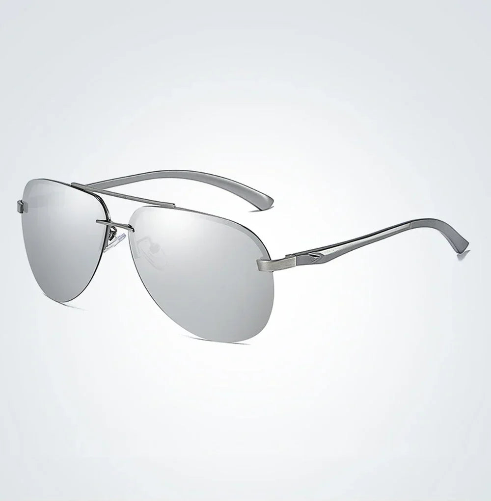 Aviator Sunglasses with Metal Frame and Mirror Lens-Orizon Depot