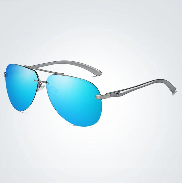 Aviator Sunglasses with Metal Frame and Mirror Lens-Orizon Depot