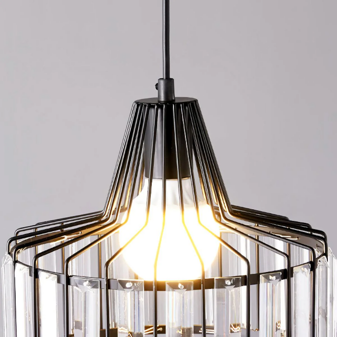 Sleek Black Crystal Pendant Light | Stylish Hanging Fixture