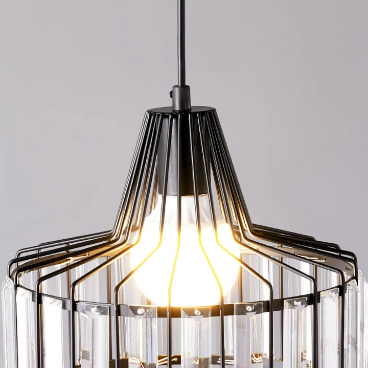 Sleek Black Crystal Pendant Light | Stylish Hanging Fixture