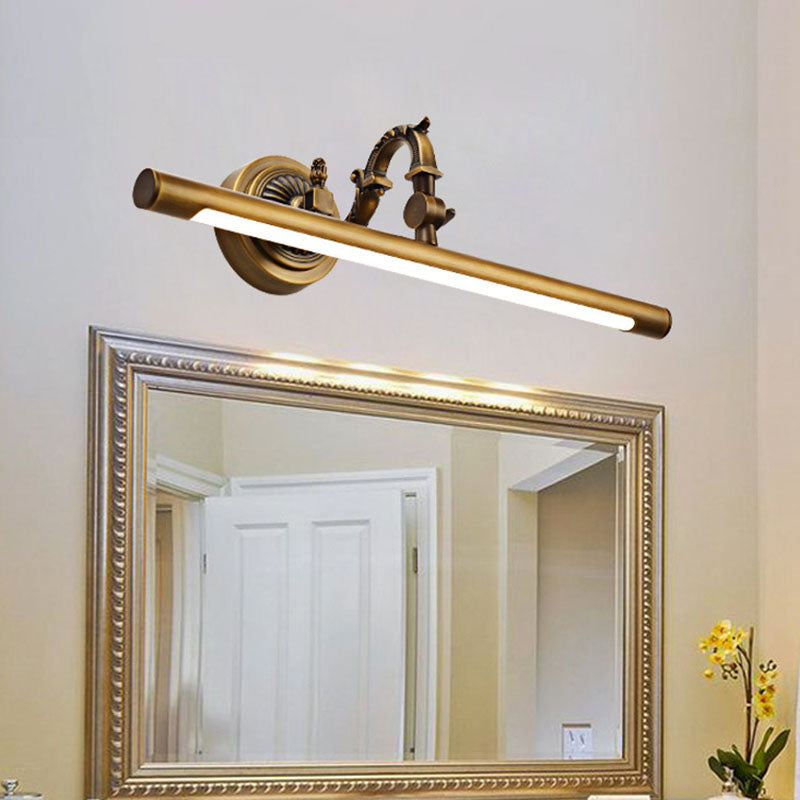 Traditional Vintage Long Copper LED Wall Sconce Light For Bathroom