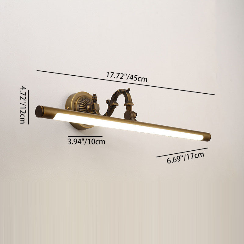 Traditional Vintage Long Copper LED Wall Sconce Light For Bathroom