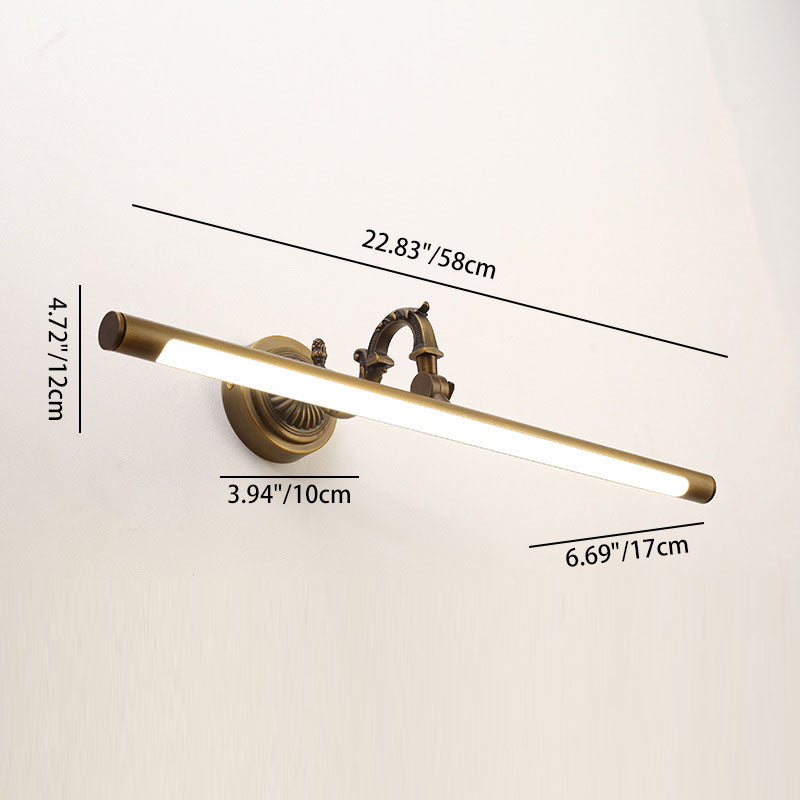 Traditional Vintage Long Copper LED Wall Sconce Light For Bathroom