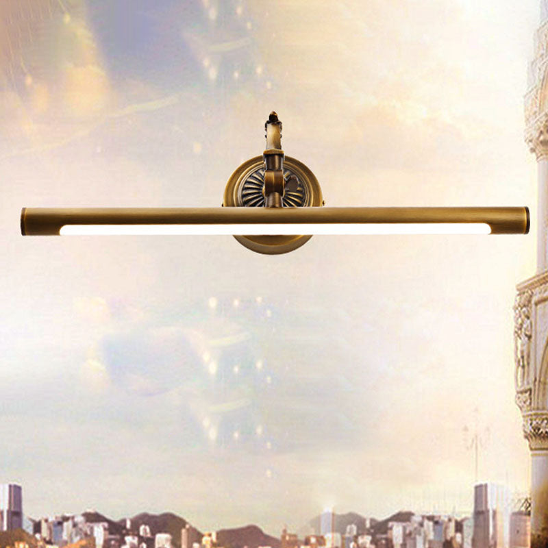 Traditional Vintage Long Copper LED Wall Sconce Light For Bathroom