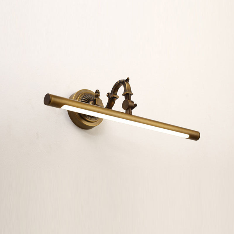 Traditional Vintage Long Copper LED Wall Sconce Light For Bathroom