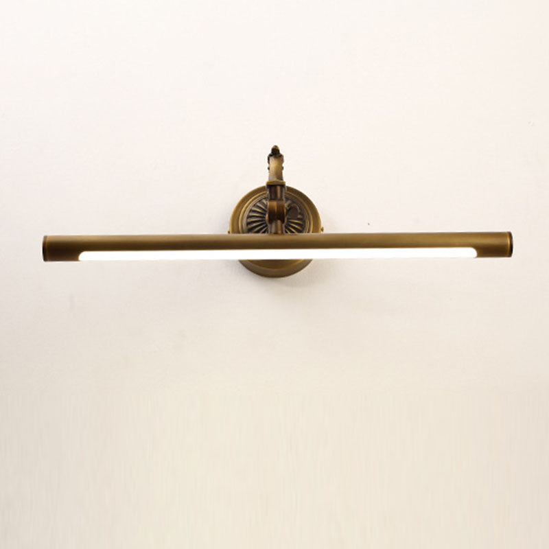 Traditional Vintage Long Copper LED Wall Sconce Light For Bathroom