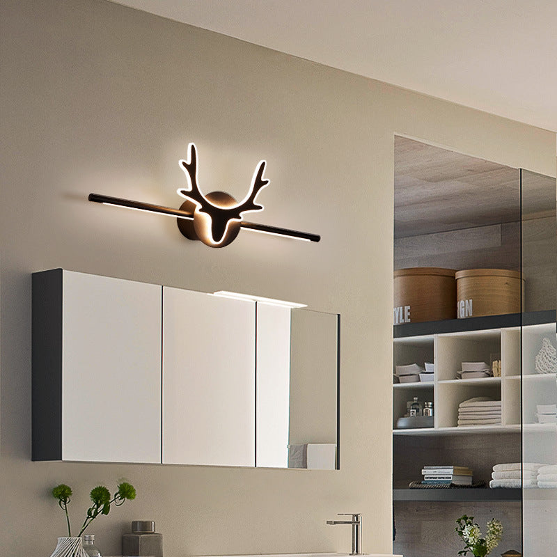 Contemporary Scandinavian Deer Design Iron Acrylic LED Vanity Wall Sconce Lamp for Bathroom Mirror