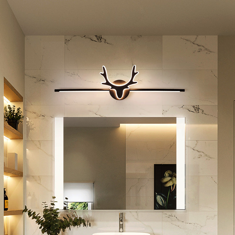 Contemporary Scandinavian Deer Design Iron Acrylic LED Vanity Wall Sconce Lamp for Bathroom Mirror