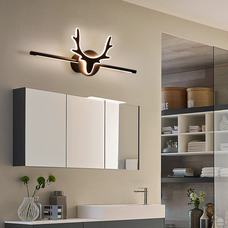 Contemporary Scandinavian Deer Design Iron Acrylic LED Vanity Wall Sconce Lamp for Bathroom Mirror