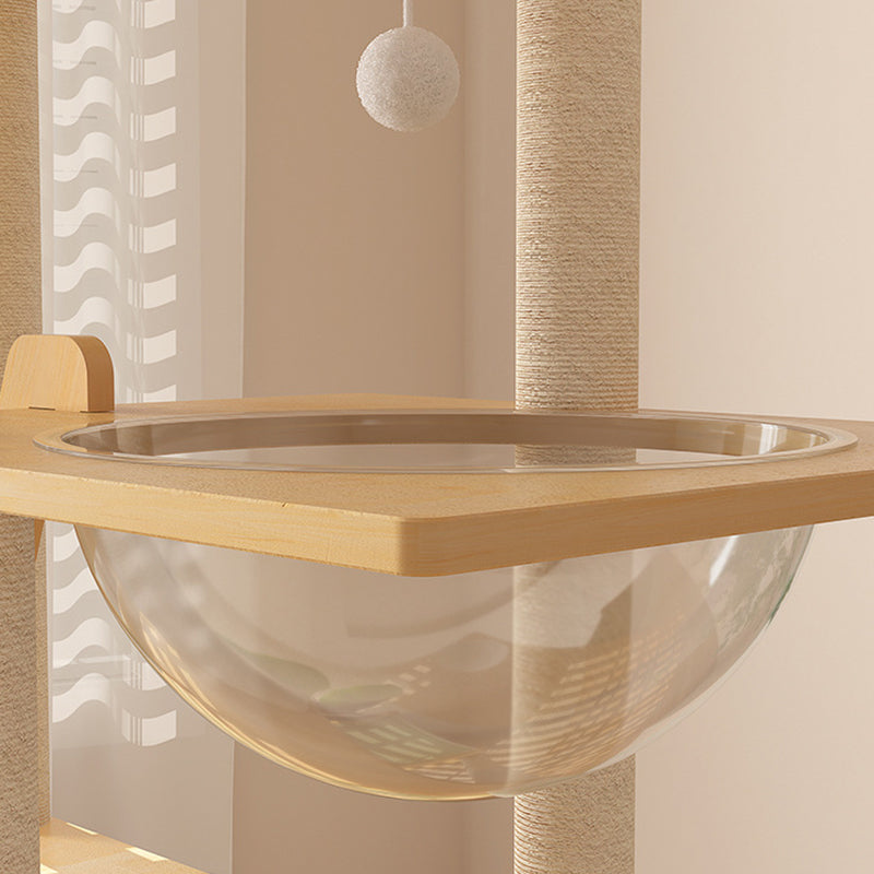 Modern Cat Tree Condo with Hammock, Scratching Post & Soft Fabric-Orizon Depot