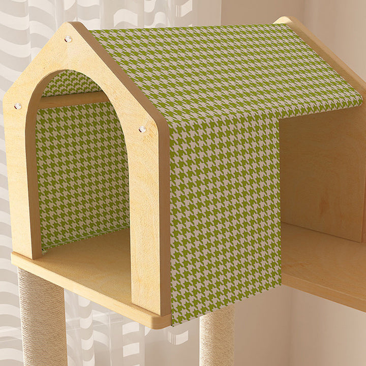 Modern Cat Tree Condo with Hammock, Scratching Post & Soft Fabric-Orizon Depot