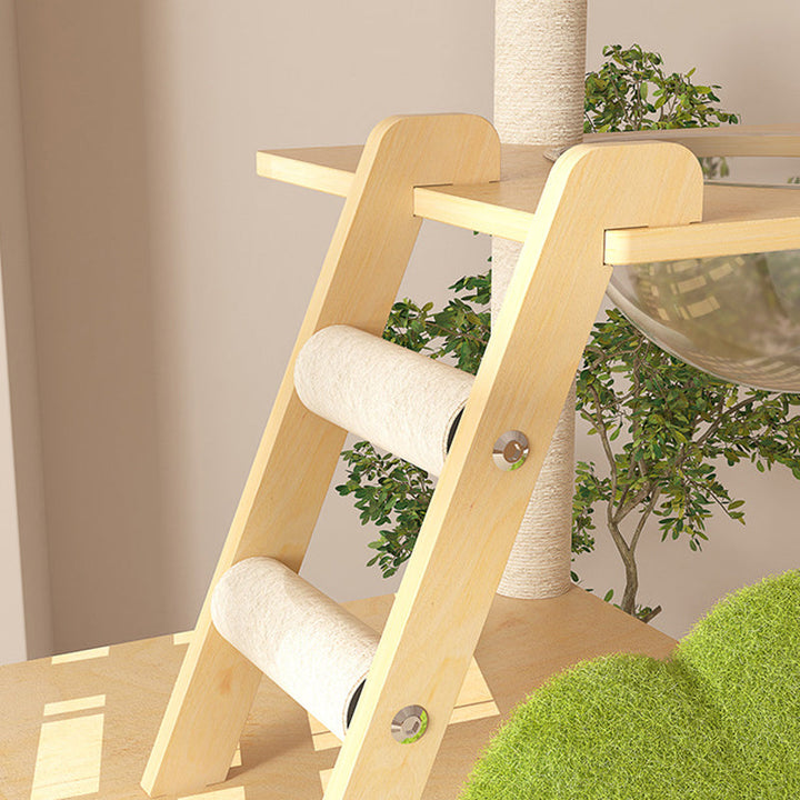Modern Cat Tree Condo with Hammock, Scratching Post & Soft Fabric-Orizon Depot
