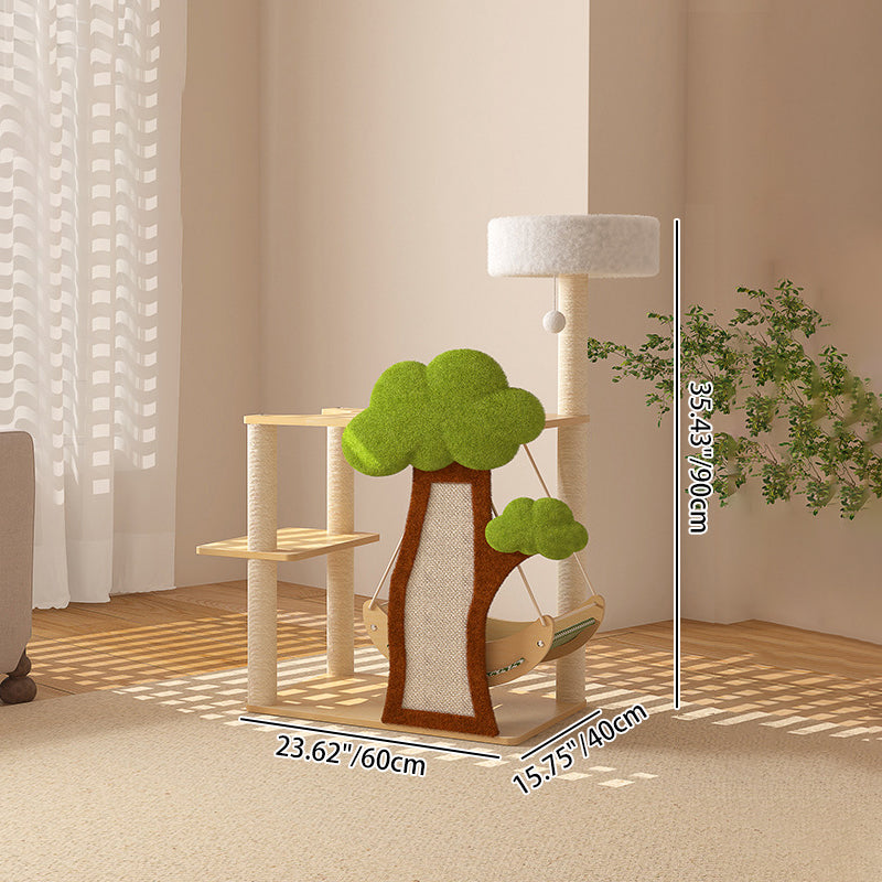 Modern Cat Tree Condo with Hammock, Scratching Post & Soft Fabric-Orizon Depot