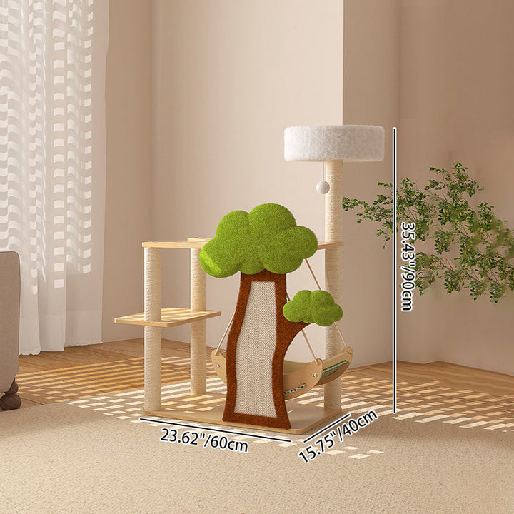 Modern Cat Tree Condo with Hammock, Scratching Post & Soft Fabric-Orizon Depot