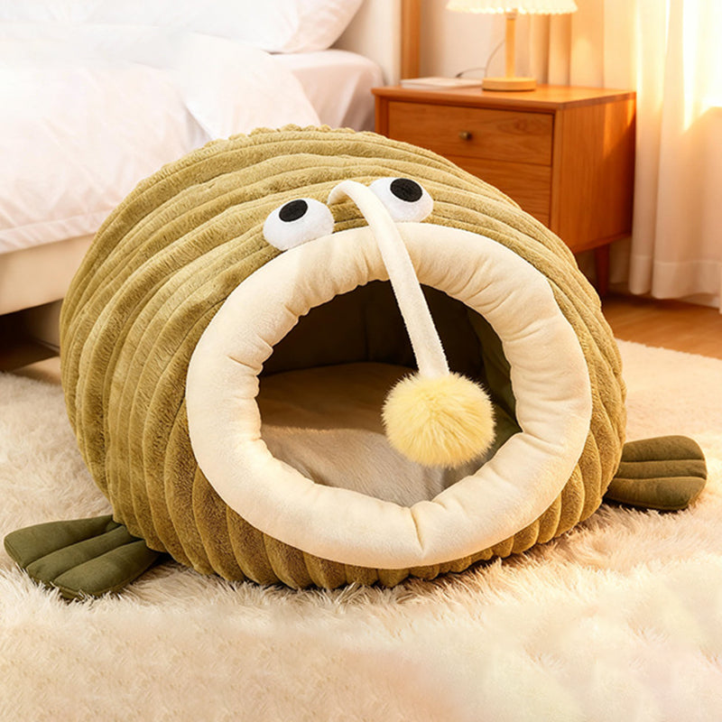 Stylish Lantern Fish Crystal Velvet Cat and Dog Bed for Bedroom-Orizon Depot