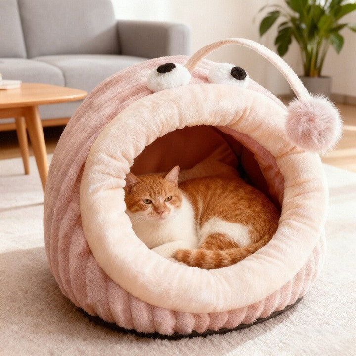 Stylish Lantern Fish Crystal Velvet Cat and Dog Bed for Bedroom-Orizon Depot