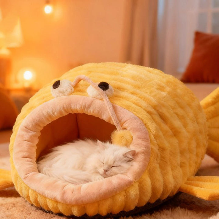 Stylish Lantern Fish Crystal Velvet Cat and Dog Bed for Bedroom-Orizon Depot