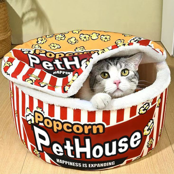 Stylish Cylindrical Velvet Pet Bed for Cats - Detachable Design-Orizon Depot