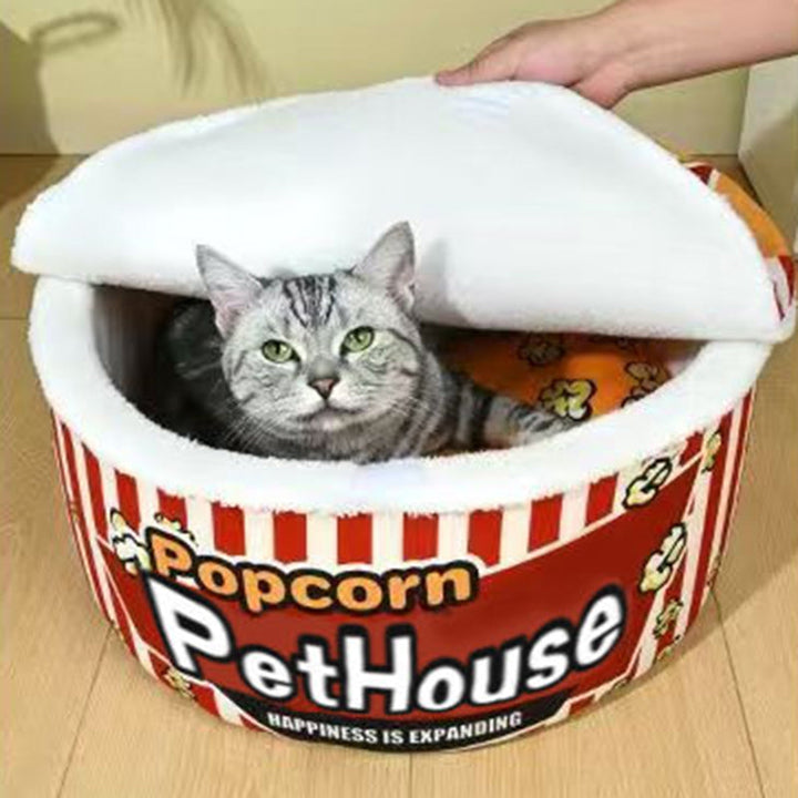 Stylish Cylindrical Velvet Pet Bed for Cats - Detachable Design-Orizon Depot