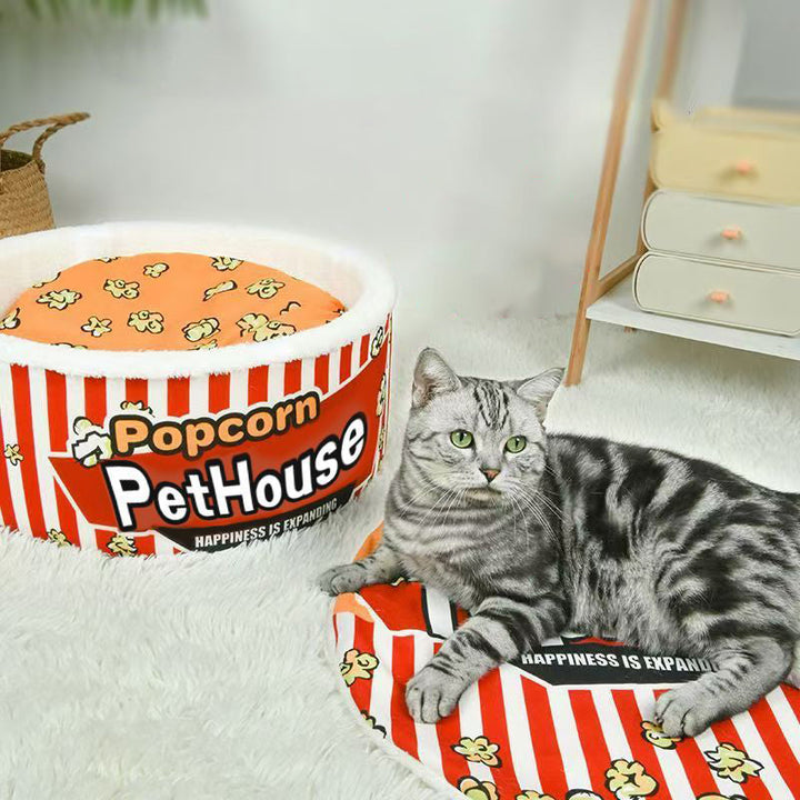 Stylish Cylindrical Velvet Pet Bed for Cats - Detachable Design-Orizon Depot
