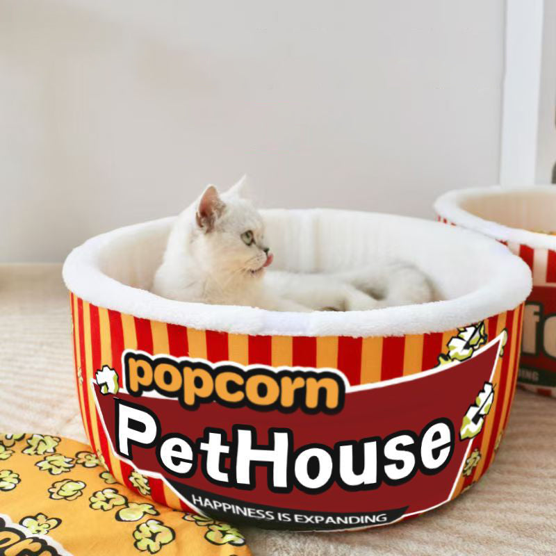 Stylish Cylindrical Velvet Pet Bed for Cats - Detachable Design-Orizon Depot