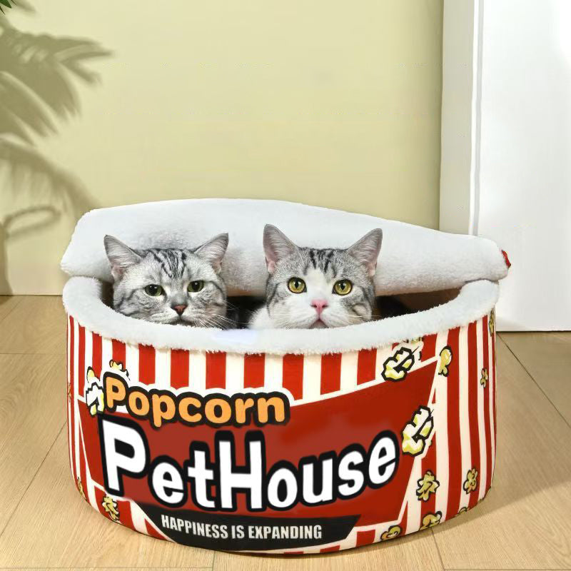 Stylish Cylindrical Velvet Pet Bed for Cats - Detachable Design-Orizon Depot