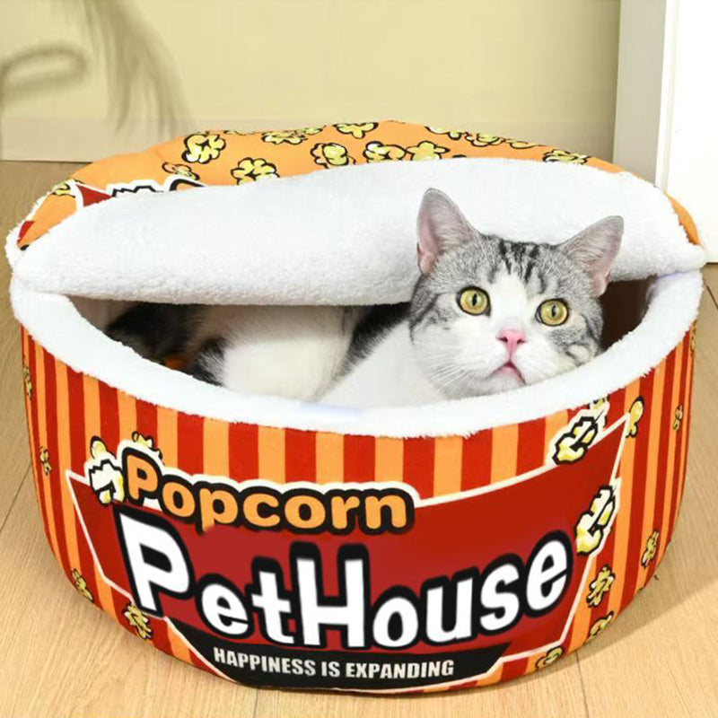Stylish Cylindrical Velvet Pet Bed for Cats - Detachable Design-Orizon Depot