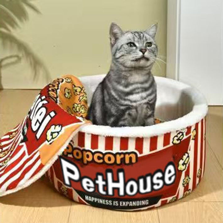 Stylish Cylindrical Velvet Pet Bed for Cats - Detachable Design-Orizon Depot