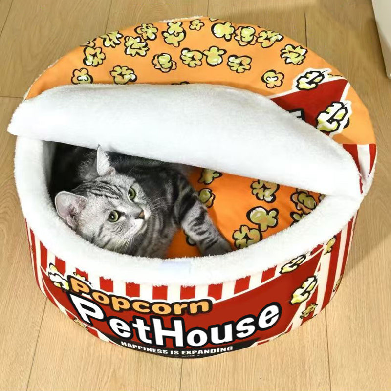 Stylish Cylindrical Velvet Pet Bed for Cats - Detachable Design-Orizon Depot
