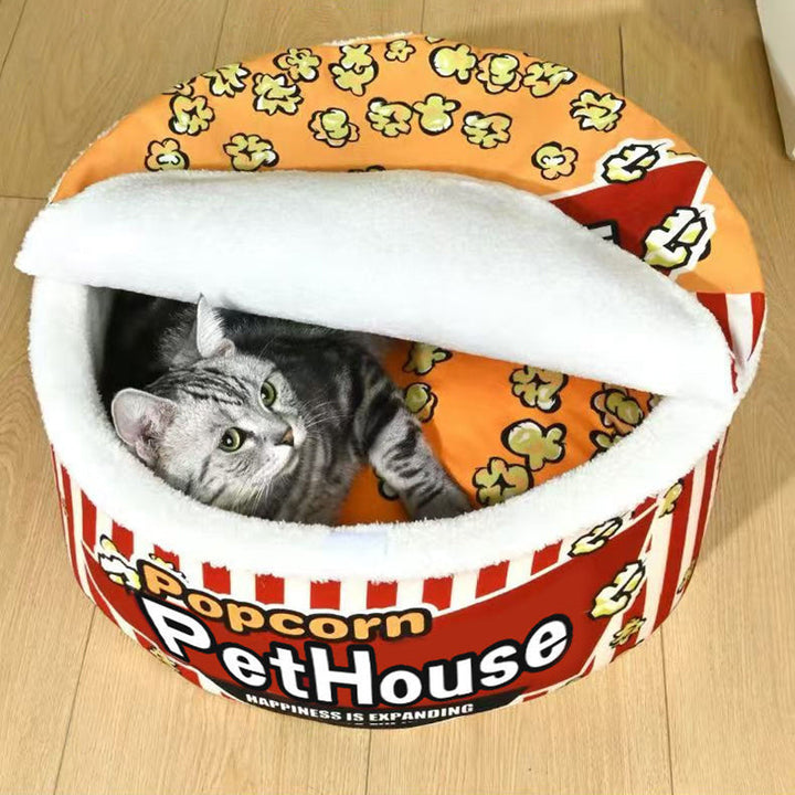 Stylish Cylindrical Velvet Pet Bed for Cats - Detachable Design-Orizon Depot