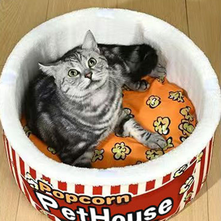 Stylish Cylindrical Velvet Pet Bed for Cats - Detachable Design-Orizon Depot
