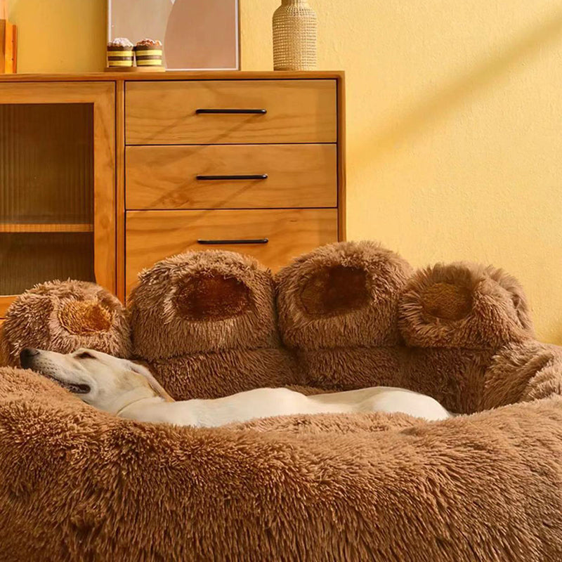 Modern Round Claw-Shaped Velvet Plush Pet Bed for Cats and Dogs-Orizon Depot