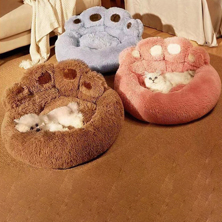 Modern Round Claw-Shaped Velvet Plush Pet Bed for Cats and Dogs-Orizon Depot