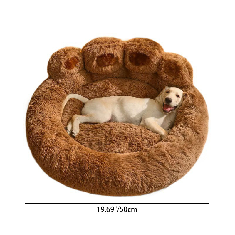 Modern Round Claw-Shaped Velvet Plush Pet Bed for Cats and Dogs-Orizon Depot