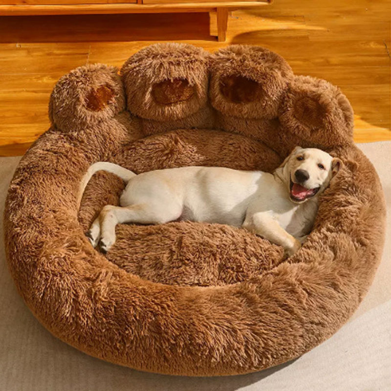 Modern Round Claw-Shaped Velvet Plush Pet Bed for Cats and Dogs-Orizon Depot