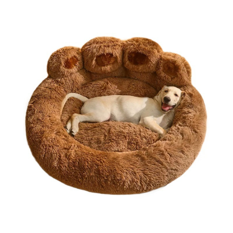 Modern Round Claw-Shaped Velvet Plush Pet Bed for Cats and Dogs-Orizon Depot