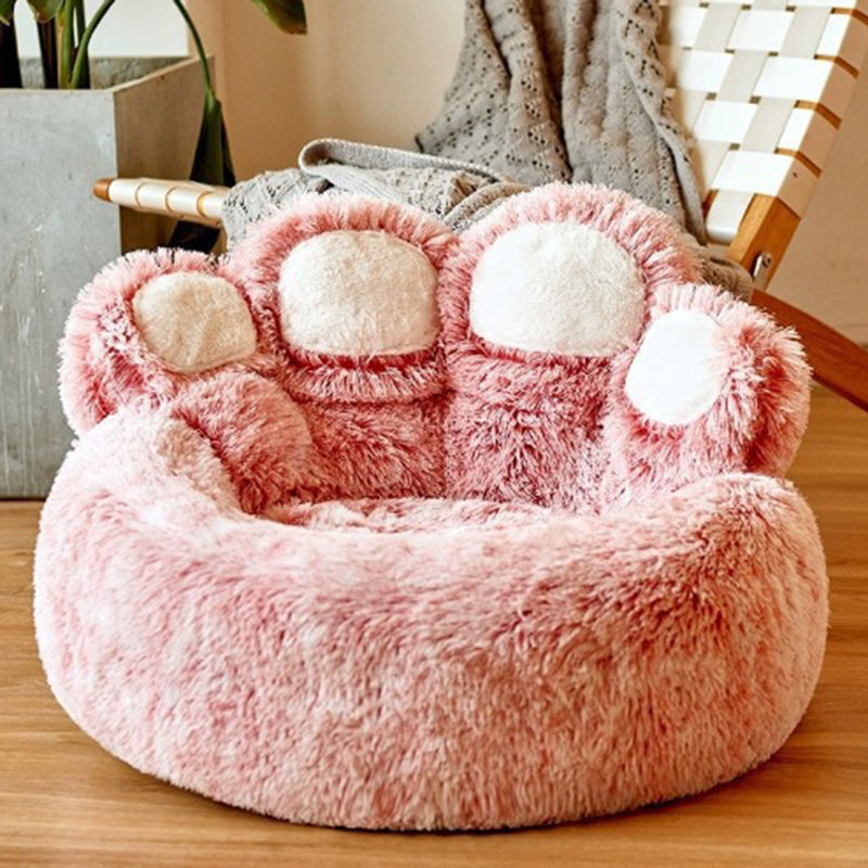 Modern Round Claw-Shaped Velvet Plush Pet Bed for Cats and Dogs-Orizon Depot