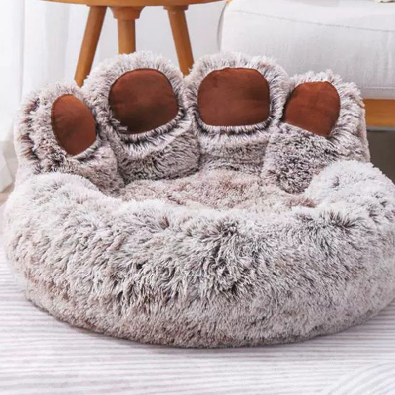 Modern Round Claw-Shaped Velvet Plush Pet Bed for Cats and Dogs-Orizon Depot