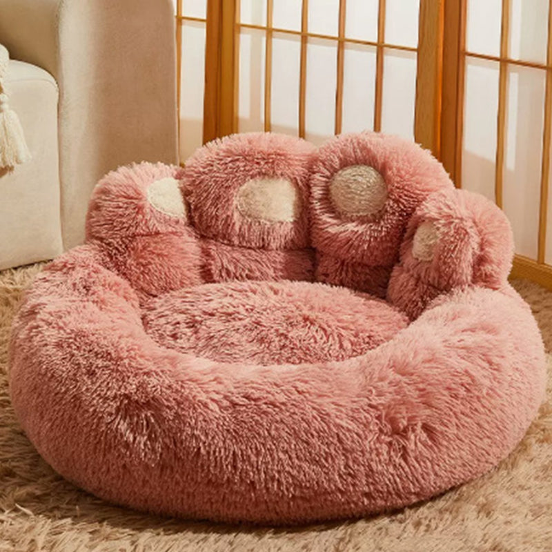 Modern Round Claw-Shaped Velvet Plush Pet Bed for Cats and Dogs-Orizon Depot